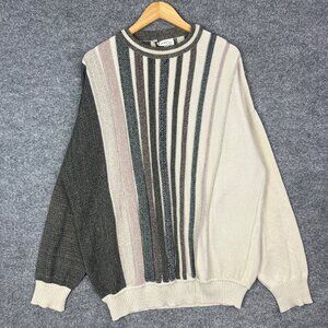 VTG St. Croix Knits Mens Large Sweater‎ Pullover Crew Neck Multi-Color Stripes